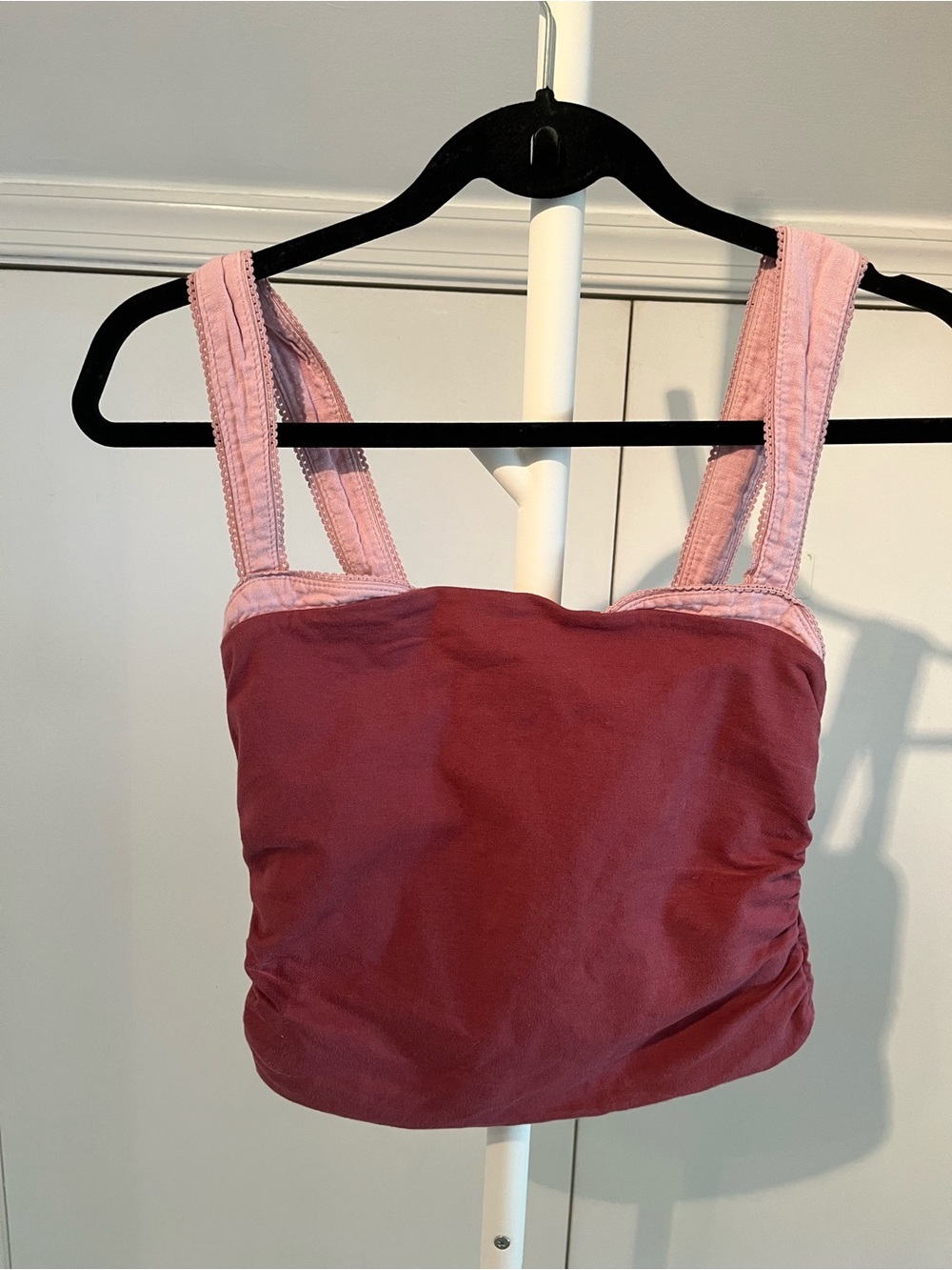 Free People Two-Tone Pink Square Neck Crop Tank